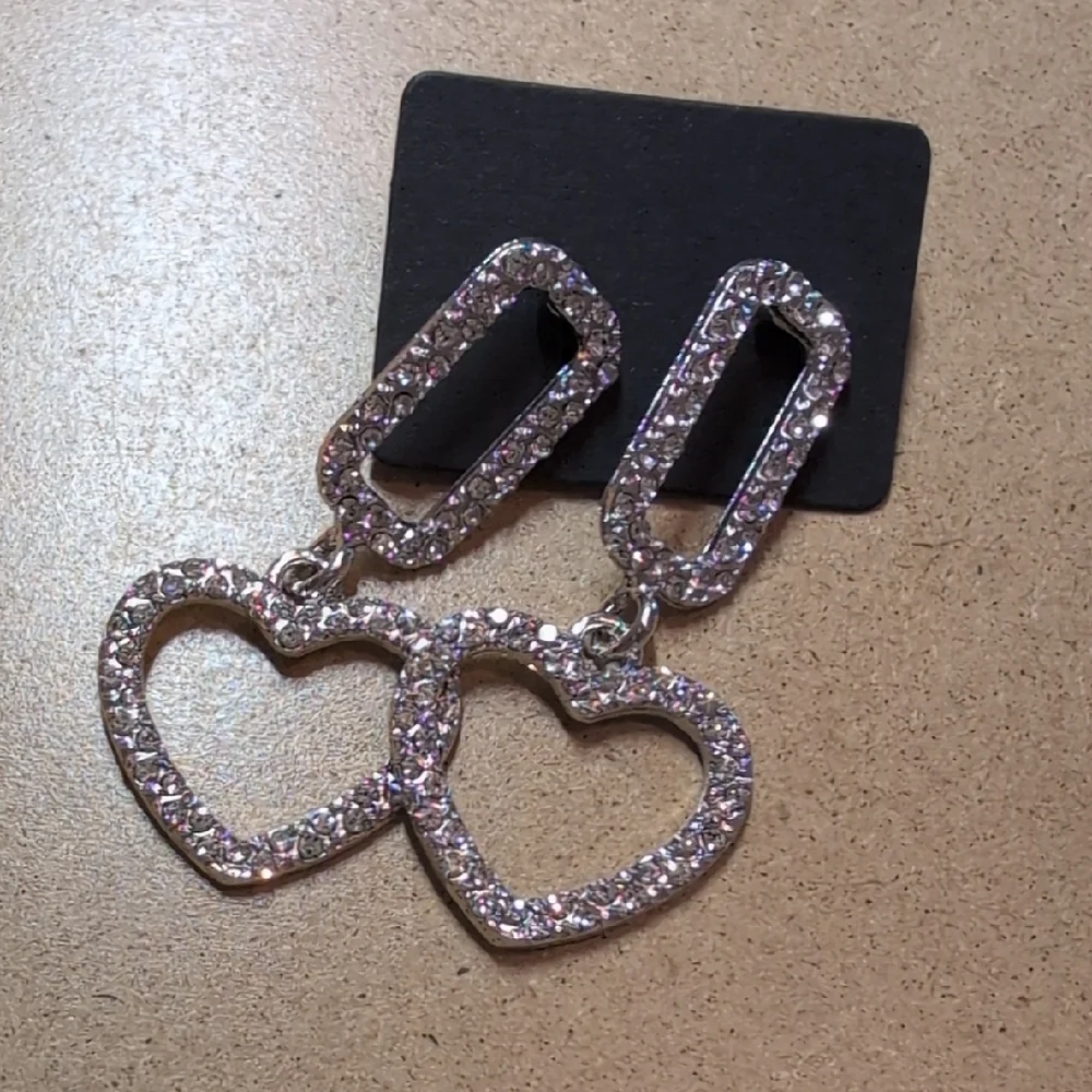 Sparkling Heart Drop Earrings
